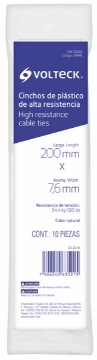 Mostrar detalles de CINCHO PLASTICO 120 LB 200 MM BOLSA C/10 PZAS VOLTEC CIN-12020 Imagen de CINCHO PLASTICO 120 LB 200 MM BOLSA C/10 PZAS VOLTEC CIN-12020