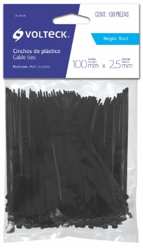 Mostrar detalles de CINCHOS 100 X 25MM COLOR NEGRO VOLTECH CIN-1810N Imagen de CINCHOS 100 X 25MM COLOR NEGRO VOLTECH CIN-1810N