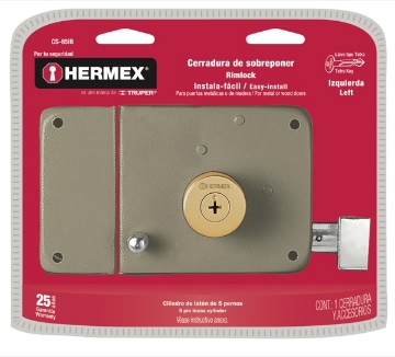 Mostrar detalles de D 3 CERRADURA SOBREPONER IZQ INSTALAFACIL LLAVE TETRA BLISTER HERMEX CS-85IB Imagen de D 3 CERRADURA SOBREPONER IZQ INSTALAFACIL LLAVE TETRA BLISTER HERMEX CS-85IB