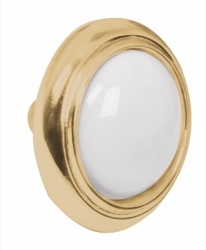 Mostrar detalles de PERILLA PARA MUEBLE LATON BRILLANTE CON INSERTO TIPO CERAMICO HERMEX PER-065 Imagen de PERILLA PARA MUEBLE LATON BRILLANTE CON INSERTO TIPO CERAMICO HERMEX PER-065