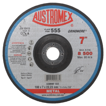 Mostrar detalles de D 1 DISCO DE CUBO GRINDMORE 7" AUSTROMEX 555 Imagen de D 1 DISCO DE CUBO GRINDMORE 7" AUSTROMEX 555
