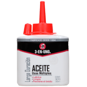 Mostrar detalles de ACEITE 30 ML 3 EN UNO LUBRICANTE MULTIUSOS 2410149 Imagen de ACEITE 30 ML 3 EN UNO LUBRICANTE MULTIUSOS 2410149