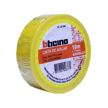 Mostrar detalles de CINTA DE AISLAR COLOR AMARILLO 19MM X 10 M BTICINO LDF10AM Imagen de CINTA DE AISLAR COLOR AMARILLO 19MM X 10 M BTICINO LDF10AM