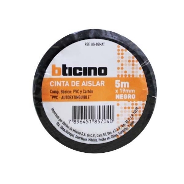 Mostrar detalles de CINTA DE AISLAR NEGRA 19MM X 5 M BTICINO AG-05MAT Imagen de CINTA DE AISLAR NEGRA 19MM X 5 M BTICINO AG-05MAT