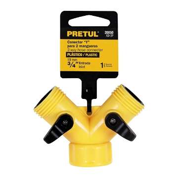 Mostrar detalles de CONECTOR Y  DE PLASTICO PARA MANGUERA ENTRADA 3/4 PULG  PRETUL AD-2P Imagen de CONECTOR Y  DE PLASTICO PARA MANGUERA ENTRADA 3/4 PULG  PRETUL AD-2P