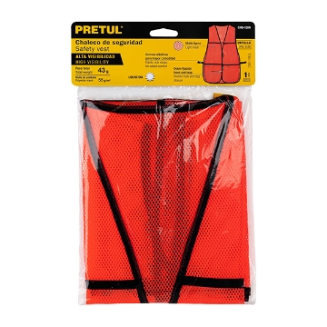 Mostrar detalles de CHALECO DE SEGURIDAD USO DE DIA NARANJA PRETUL CHS-100N Imagen de CHALECO DE SEGURIDAD USO DE DIA NARANJA PRETUL CHS-100N