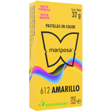 Mostrar detalles de COLORANTE AMARILLO 612 C/32 GR PASTILLA MARIPOSA 10612 Imagen de COLORANTE AMARILLO 612 C/32 GR PASTILLA MARIPOSA 10612