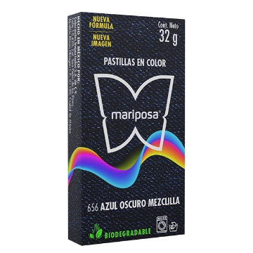 Mostrar detalles de COLORANTE AZUL OBSCURO MEZCLILLA 656 C/32GR PASTILLA MARIPOSA10655 Imagen de COLORANTE AZUL OBSCURO MEZCLILLA 656 C/32GR PASTILLA MARIPOSA10655