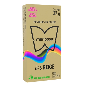 Mostrar detalles de COLORANTE BEIGE 646 C/32GR PASTILLA MARIPOSA 10646 Imagen de COLORANTE BEIGE 646 C/32GR PASTILLA MARIPOSA 10646