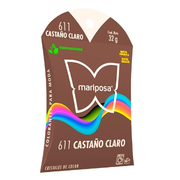 Mostrar detalles de COLORANTE CASTANO CLARO 611 C/32 GR CRISTALES MARIPOSA 21611 Imagen de COLORANTE CASTANO CLARO 611 C/32 GR CRISTALES MARIPOSA 21611