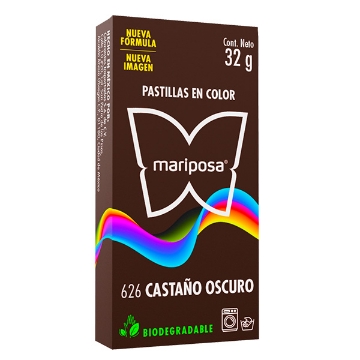 Mostrar detalles de COLORANTE CASTAÑO OSCURO 626 C/32 GR PASTILLA MARIPOSA 10626 Imagen de COLORANTE CASTAÑO OSCURO 626 C/32 GR PASTILLA MARIPOSA 10626