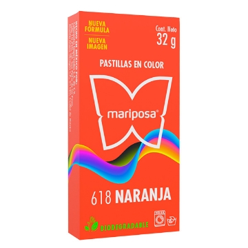 Mostrar detalles de COLORANTE NARANJA 618 C/32 GRPASTILLA MARIPOSA 10618 Imagen de COLORANTE NARANJA 618 C/32 GRPASTILLA MARIPOSA 10618