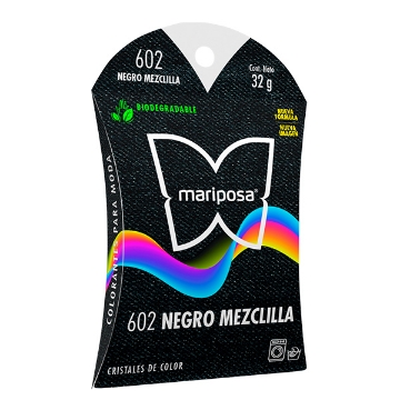 Mostrar detalles de COLORANTE NEGRO MEZCLILLA 602 C/32 GR CRISTALES MARIPOSA 21602 Imagen de COLORANTE NEGRO MEZCLILLA 602 C/32 GR CRISTALES MARIPOSA 21602