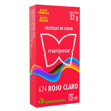 Mostrar detalles de COLORANTE ROJO CLARO 624 C/32GR PASTILLA MARIPOSA 10624 Imagen de COLORANTE ROJO CLARO 624 C/32GR PASTILLA MARIPOSA 10624