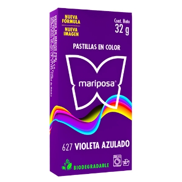 Mostrar detalles de COLORANTE VIOLETA 627 C/32GR PASTILLA MARIPOSA 10627 Imagen de COLORANTE VIOLETA 627 C/32GR PASTILLA MARIPOSA 10627