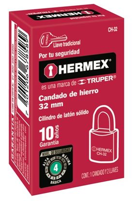 Imagen de CANDADO DE HIERRO 32MM GANCHO STD BLISTER HERMEX CHB-32