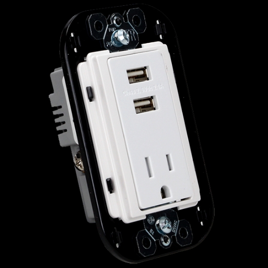 Imagen de D 1 CONTACTO DUPLEX 2P+TIERRA Y PROTECC. INFANTIL C/2 CARGADORES USB 3.1 A BLANCO BTICINO MX QZ4028U