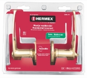 Imagen de D 3 CERRADURA MANIJA LATON BRILLANTE BANO HERMEX CEMA-1B