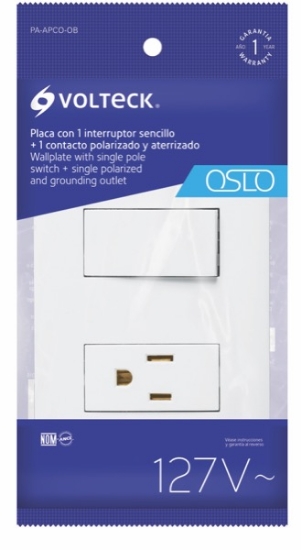 Imagen de PLACA ARMADA CONTACTO E INTERRUPTOR, LINEA OSLO, BLANCO VOLTECH PA-APCO-OB
