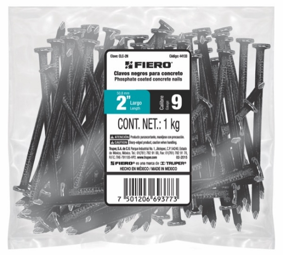 Imagen de BOLSA DE 1 KG DE CLAVOS PARA CONCRETO 2 PULG NEGROS FIERO CLC-2N