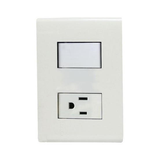 Imagen de PLACA BLANCA CON UN CONTACTO SENCILLO Y UN CONTACTO 2P+T C/PROTECCION INFANTIL E2001/23PTLAB