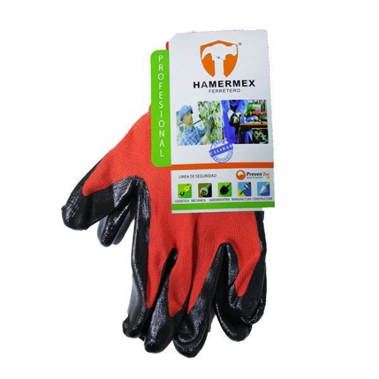 Imagen de GUANTE NYLON RECUBIERTO NITRILO NO.8 ROJO HAMERMEX GUAN-1115R