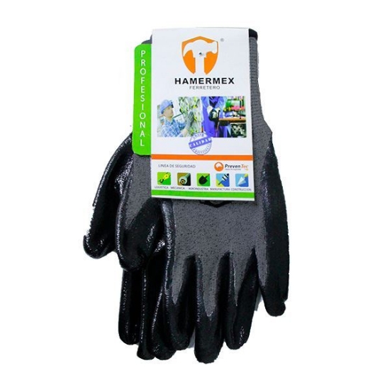 Imagen de GUANTE NYLON RECUBIERTO NITRILO NO.8 GRIS HAMERMEX GUAN-1115G