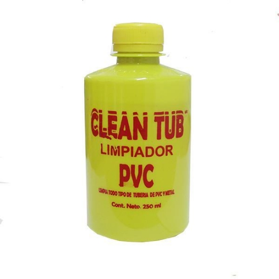 Imagen de LIMPIADOR 250 ML PARA PVC BOTE PLASTICO AMARILLO CLEAN TUB  P-250