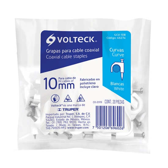Imagen de GRAPA CURVA 10 MM BLANCA VOLTECH GCU-10B