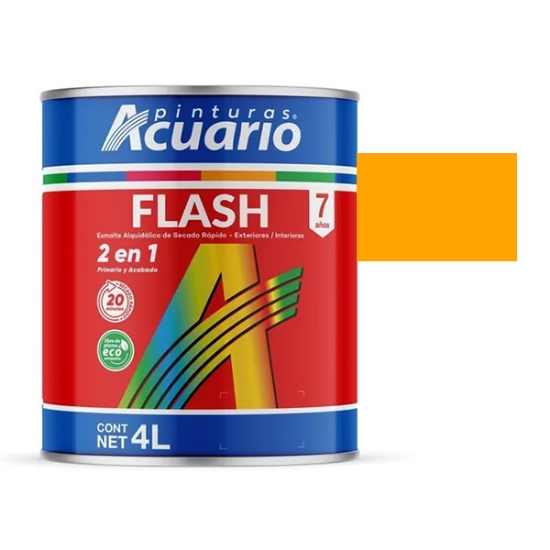 Imagen de ESMALTE AMARILLO CROMO 4 LT SECADO RAPIDO FLASH ACUARIO EA40640