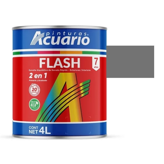 Imagen de ESMALTE GRIS MAQUINARIA 4 LT SECADO RAPIDO FLASH ACUARIO EA40240