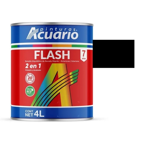 Imagen de ESMALTE NEGRO MATE 4 LT SECADO RAPIDO FLASH ACUARIO EA42240