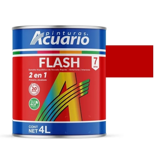 Imagen de ESMALTE ROJO BERMELLON 4 LT SECADO RAPIDO FLASH ACUARIO EA40840