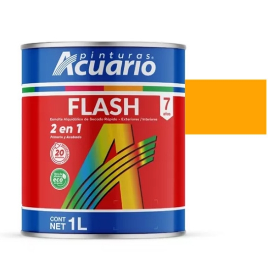 Imagen de ESMALTE AMARILLO CROMO 1 LT SECADO RAPIDO FLASH ACUARIO EA40610