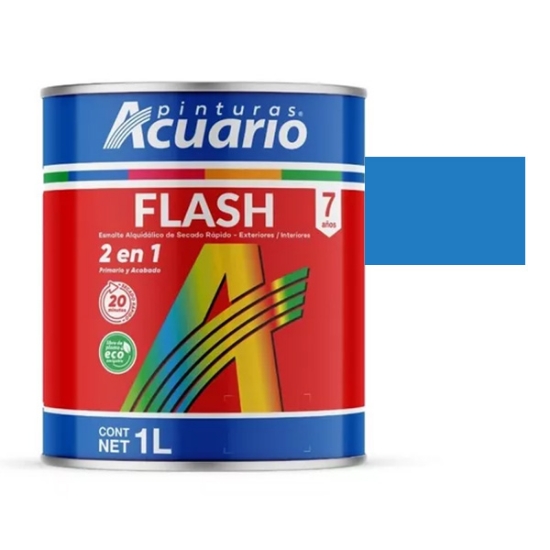Imagen de ESMALTE AZUL HOLANDES 1 LT SECADO RAPIDO FLASH ACUARIO EA42810