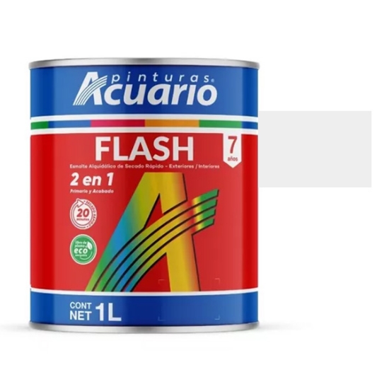 Imagen de ESMALTE BLANCO MATE 1 LT SECADO RAPIDO FLASH ACUARIO EA42110