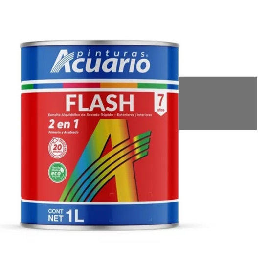 Imagen de ESMALTE GRIS MAQUINARIA 1 LT SECADO RAPIDO FLASH ACUARIO EA40210