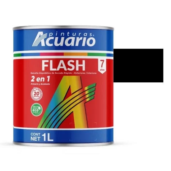 Imagen de ESMALTE NEGRO MATE 1 LT SECADO RAPIDO FLASH ACUARIO EA42210
