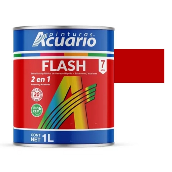Imagen de ESMALTE ROJO BERMELLON 1 LT SECADO RAPIDO FLASH ACUARIO EA40810