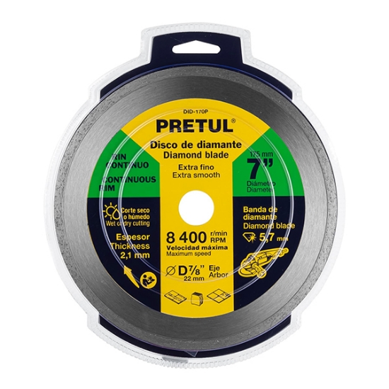 Imagen de DISCO DE DIAMANTE RIN CONTINUO DIAMETRO 7 PULG  PRETUL D-804C-P