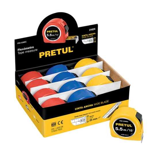 Imagen de FLEXOMETRO CAJA ABS DE 55 M COLORES PRETUL PRO-55MEC