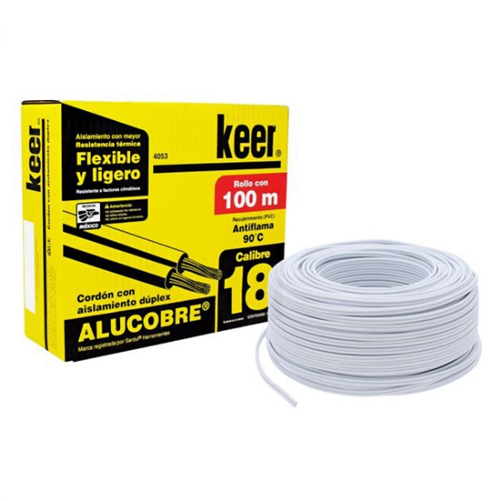 Imagen de CABLE POT  CAL 18 COLOR BLANCO ALUCOBRE SANELEC 4053