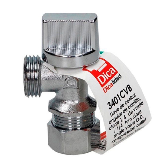 Imagen de LLAVE ANGULAR 1/4 VUELTA BARRILITO DICA 3401CVB