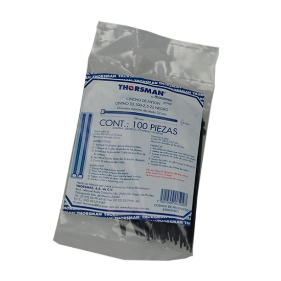 Imagen de CINCHOS 100X25 MM C/100 PZAS NEGRO THORSMAN TH-100N