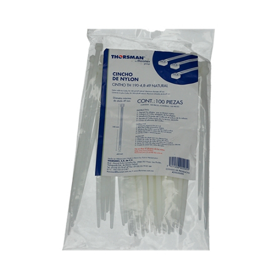 Imagen de CINCHOS 190X48 MM C/100 PZAS NATURAL THORSMAN TH-190