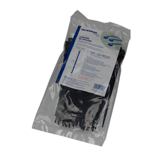 Imagen de CINCHOS 190X48 MM C/100 PZAS NEGRO THORSMAN TH-190N