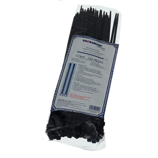 Imagen de CINCHOS 300X48 MM C/100 PZAS NEGRO THORSMAN TH-300N