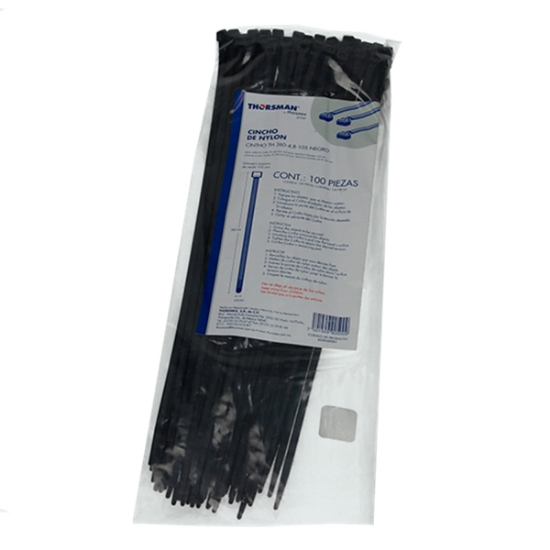 Imagen de CINCHOS 360X48 MM C/100 PZAS NEGRO THORSMAN TH-360N