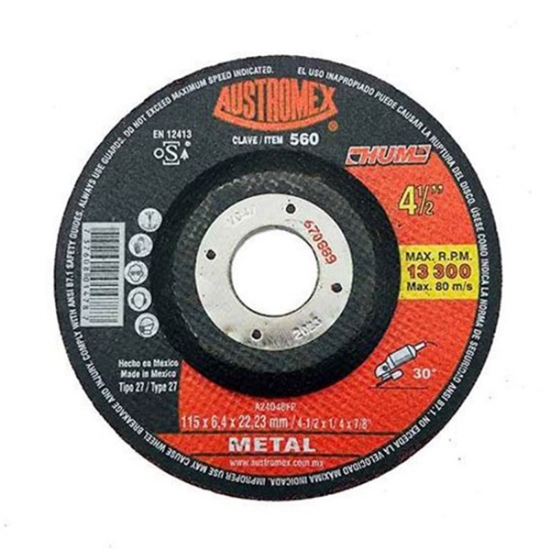 Imagen de DISCO 4.5 PULG CORTE METAL DESBASTE 1/4 TIPO 27 560