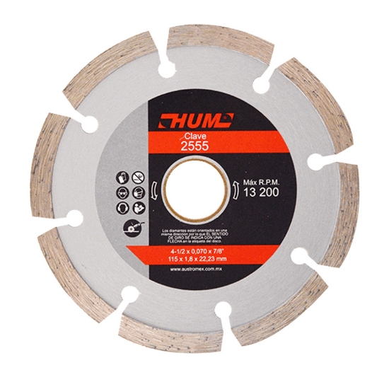 Imagen de DISCO 4.5 PULG CORTE DE DIAMANTE DENTADO HUM AUSTROMEX 2555